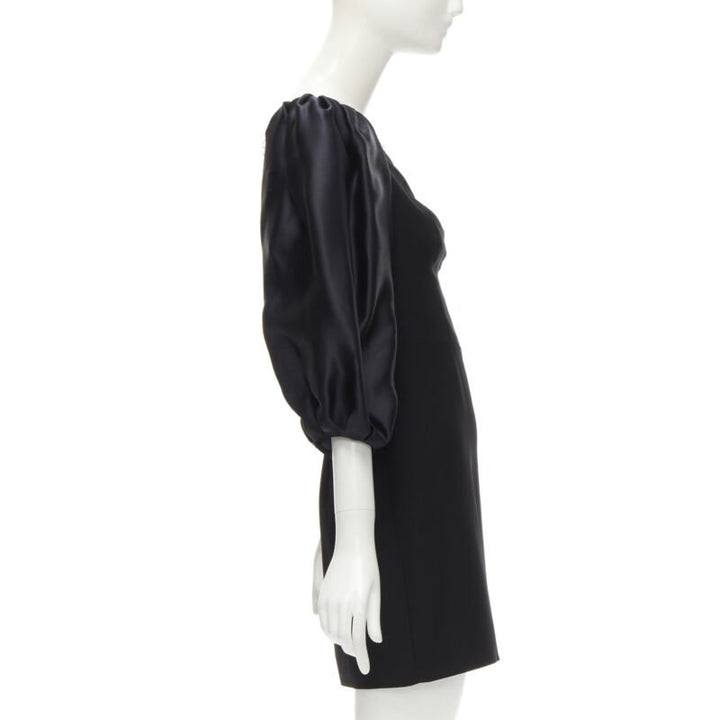 RASARIO black crystal embellished neckline puff balloon sleeves dress FR36 S