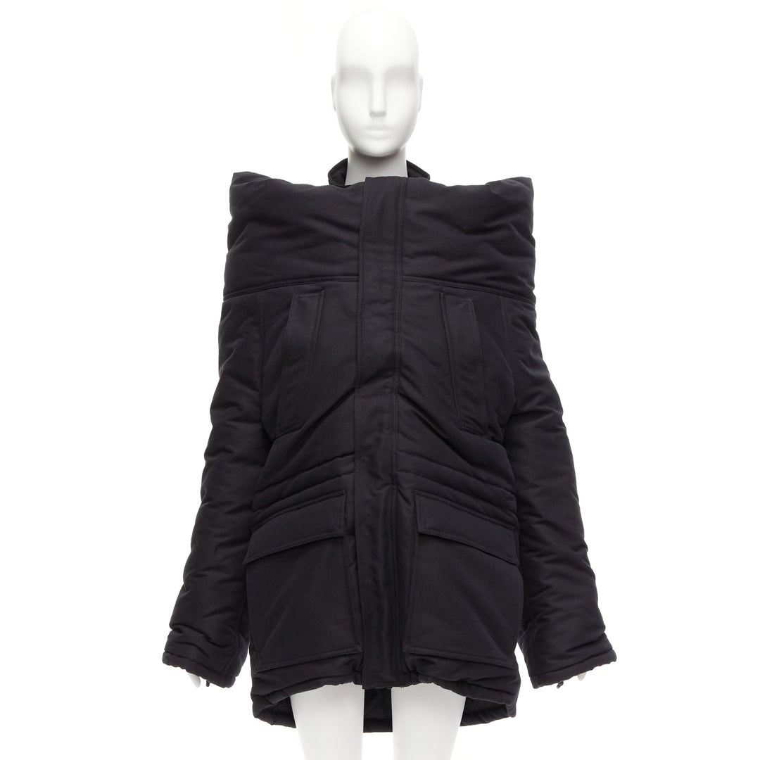rare BALENCIAGA Demna 2021 Runway CB Parka black deconstructed jacket FR34 XS