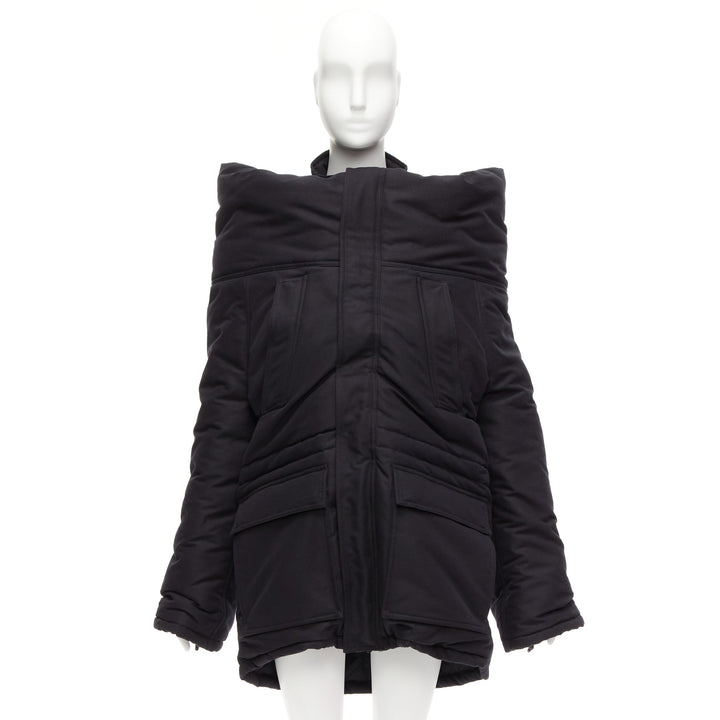 rare BALENCIAGA Demna 2021 Runway CB Parka black deconstructed jacket FR34 XS