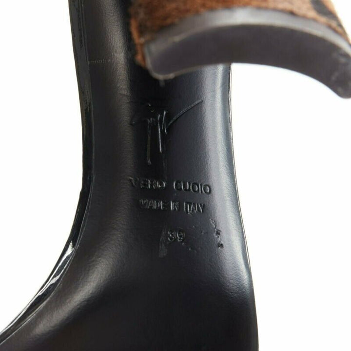 GIUSEPPE ZANOTTI 2017 Sabine black suede crystal embellished leopard sandal EU39