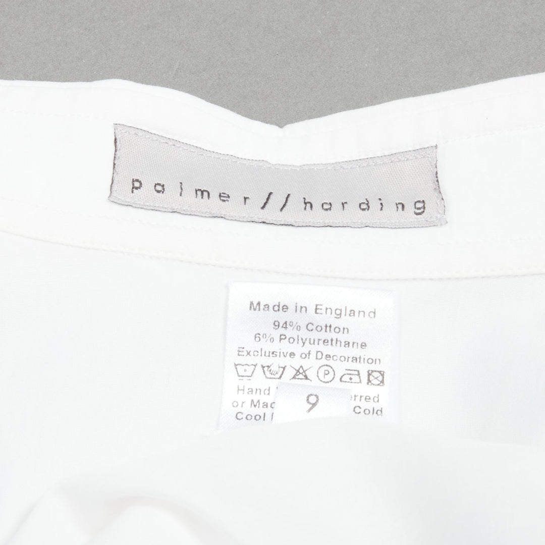 PALMER HARDING blue drawstring tie back white flare sleeveless shirt UK6 XS