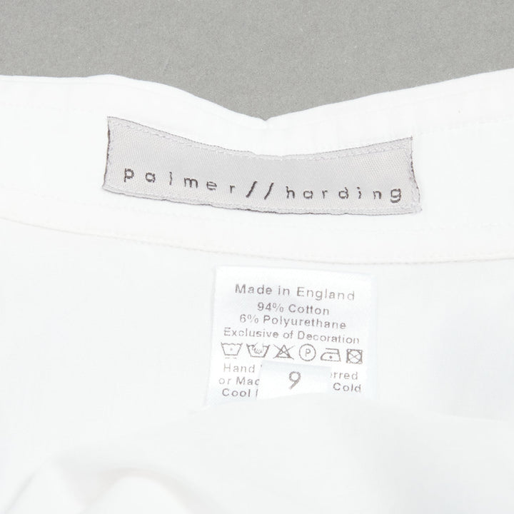 PALMER HARDING blue drawstring tie back white flare sleeveless shirt UK6 XS