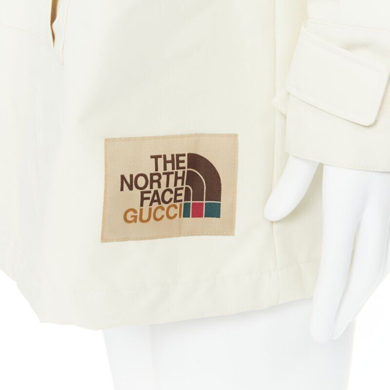 GUCCI NORTH FACE light beige nylon windbreaker anorak pullover jacket S