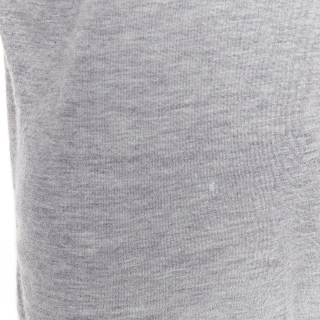 CHANEL 100% cashmere grey Camellia CC button keyhole sweater FR44 XXL