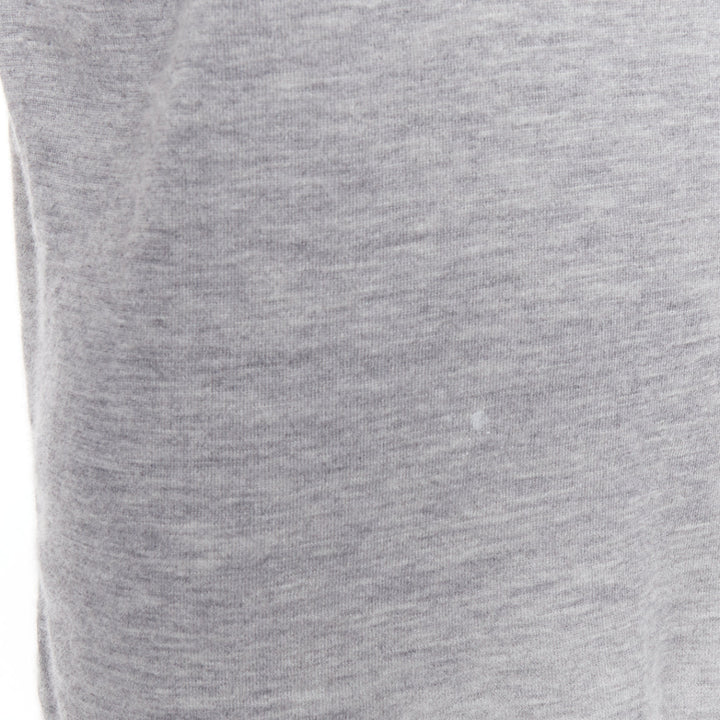 CHANEL 100% cashmere grey Camellia CC button keyhole sweater FR44 XXL