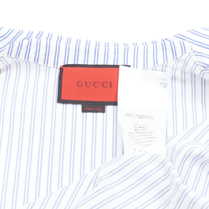 GUCCI 2017 rabbit print blue white striped cotton pyjama dress shirt IT44 L