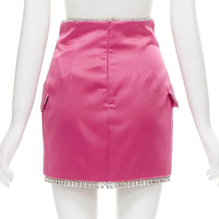 GIUSEPPE DI MORABITO pink satin bling crystal rhinestone mini skirt IT38 XS
