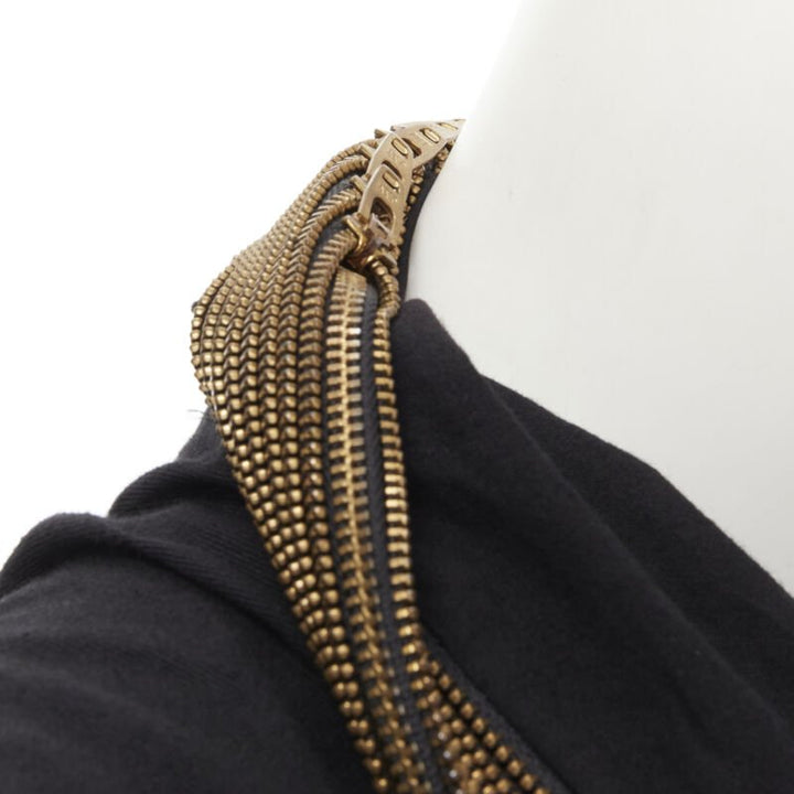 Runway JUNYA WATANABE 2004 black gold twisted zipper collar bias raw cut vest M