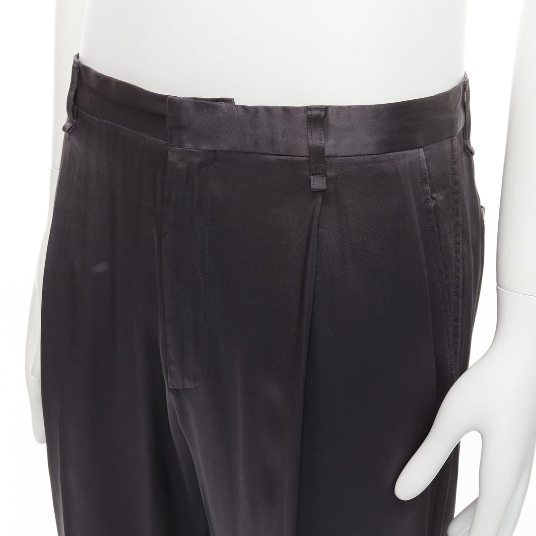 LANVIN grey acetate blend pleated front back pockets cuffed pants IT46 S