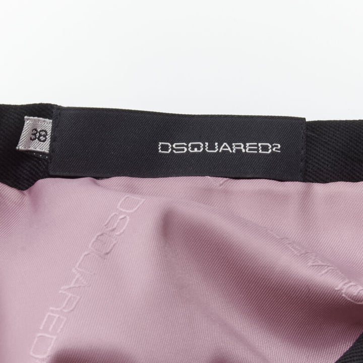 DSQUARED2 red ANGEL embroidery black pleated flared knee length skirt IT38 XS