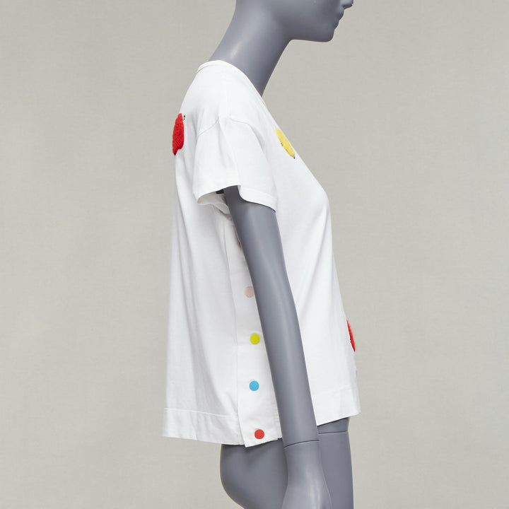 MIRA MIKATI Rainbow TRibe tufted sheep button side short sleeve tshirt FR34 XS