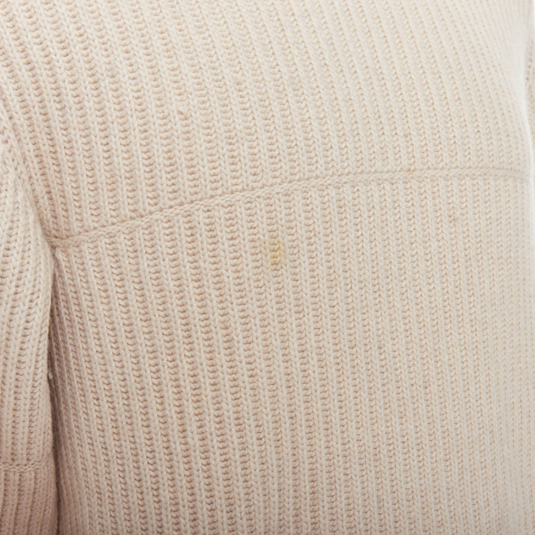 ERMENEGILDO ZEGNA Pure Casshmere beige panelled rib sweater EU48 M
