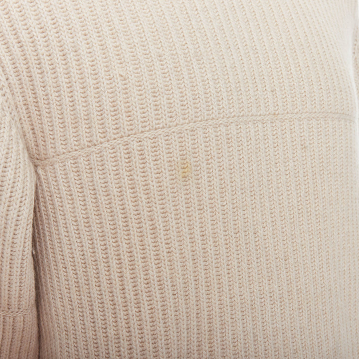 ERMENEGILDO ZEGNA Pure Casshmere beige panelled rib sweater EU48 M