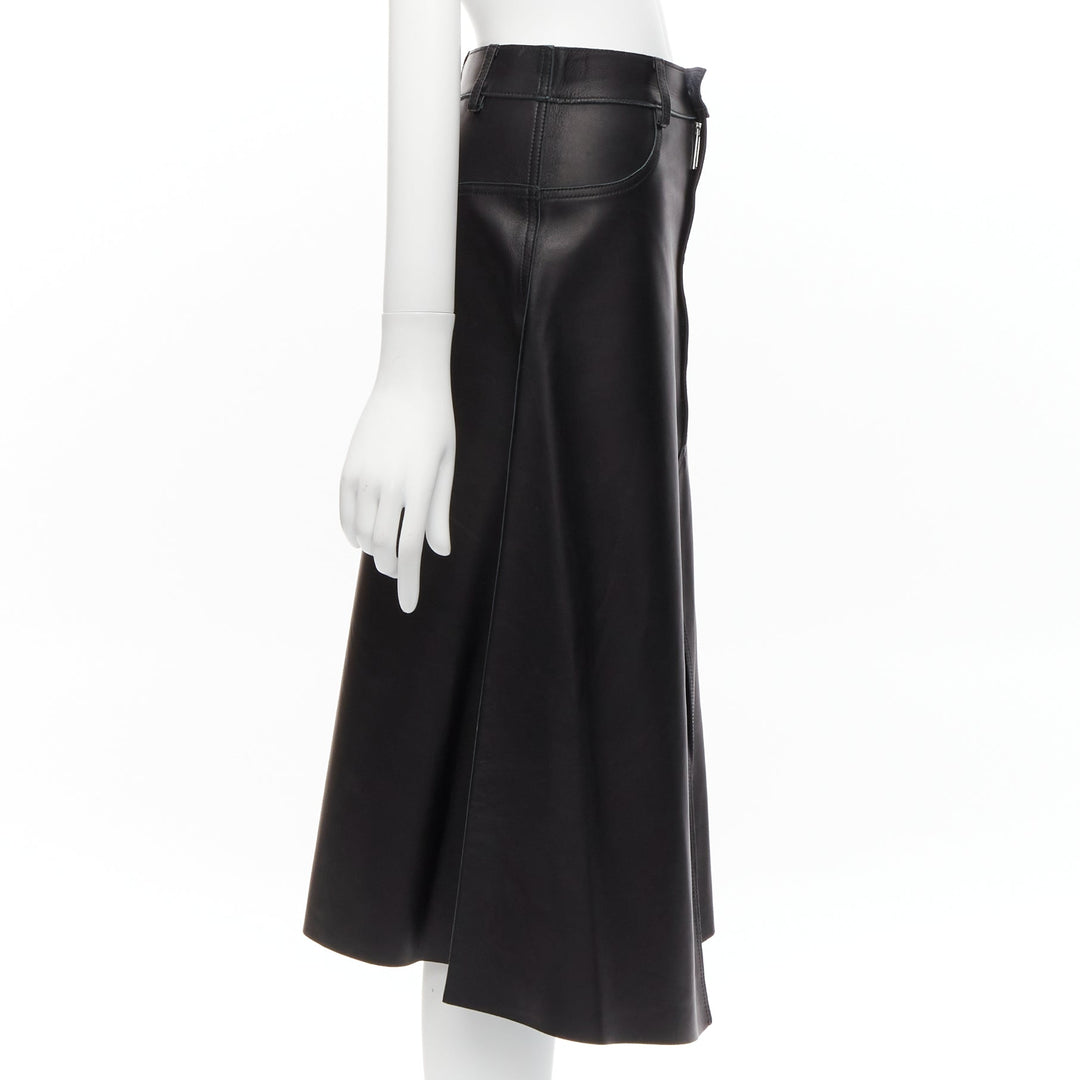 DION LEE black sheep leather back yoke front slit A-line skirt UK6 XS