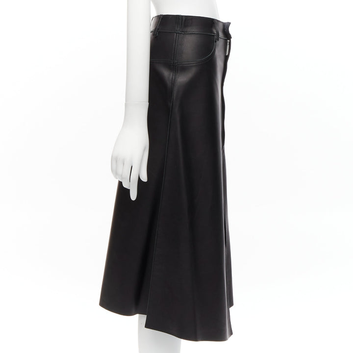DION LEE black sheep leather back yoke front slit A-line skirt UK6 XS