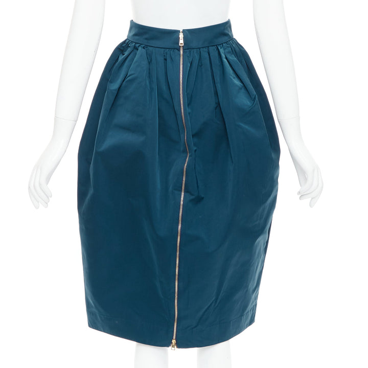 ROCHAS teal blue high waist full bubble midi cocktail skirt IT38 XS