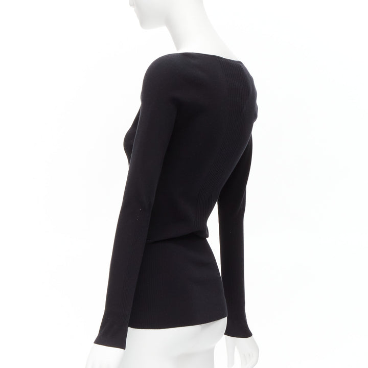 BALENCIAGA Demna black modal knit sweetheart neckline knitted top FR40 L
