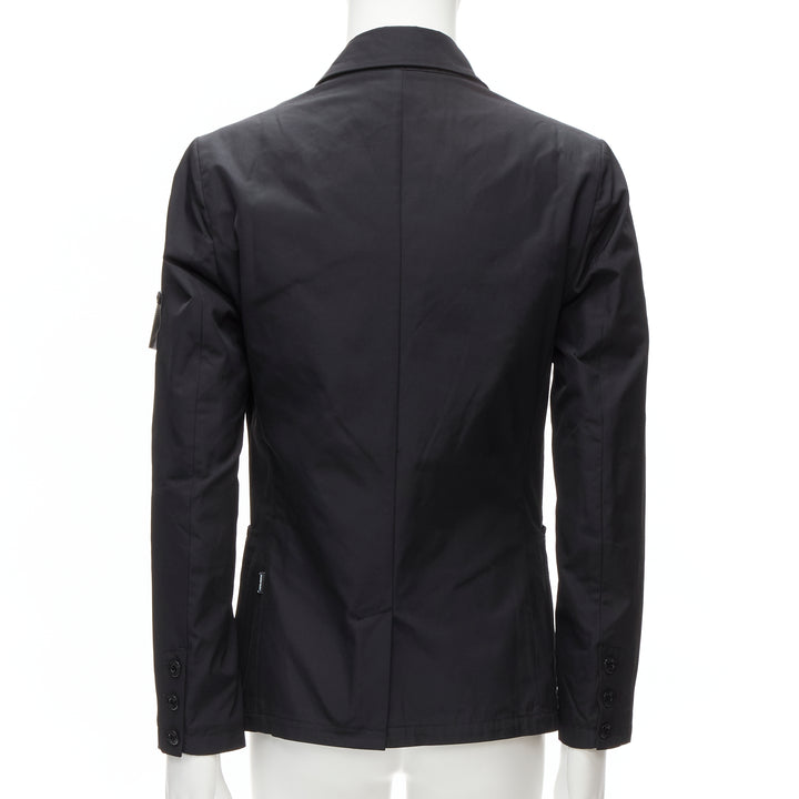 STONE ISLAND Shadow Project black technical nylon logo patch blazer jacket S