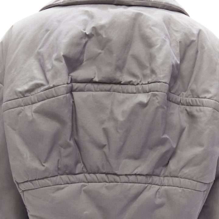 MARNI grey washed cotton brown lined padded cocoon MA1 jacket IT36 XS