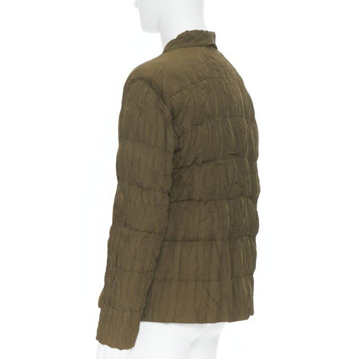 ISSEY MIYAKE MEN Reversible green black pleated crinkled padded zip up jacket L