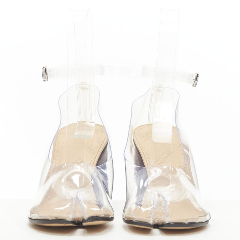 MAISON MARGIELA Tabi PVC transparent clear ankle strap cone heel pump EU36