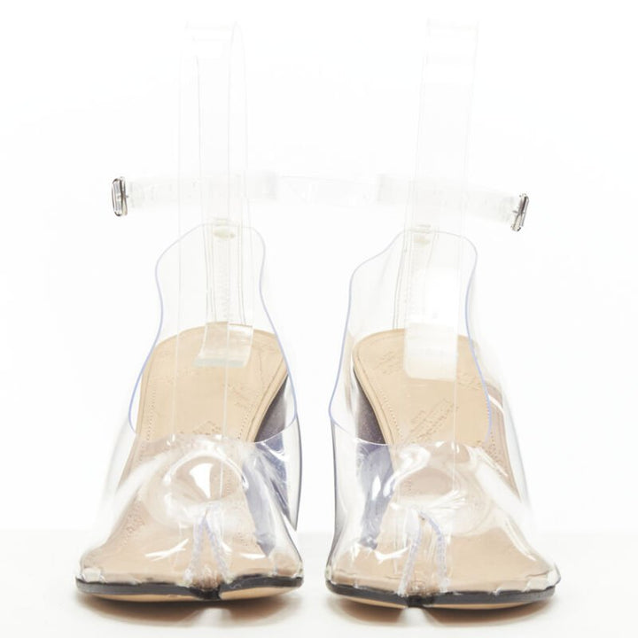 MAISON MARGIELA Tabi PVC transparent clear ankle strap cone heel pump EU36