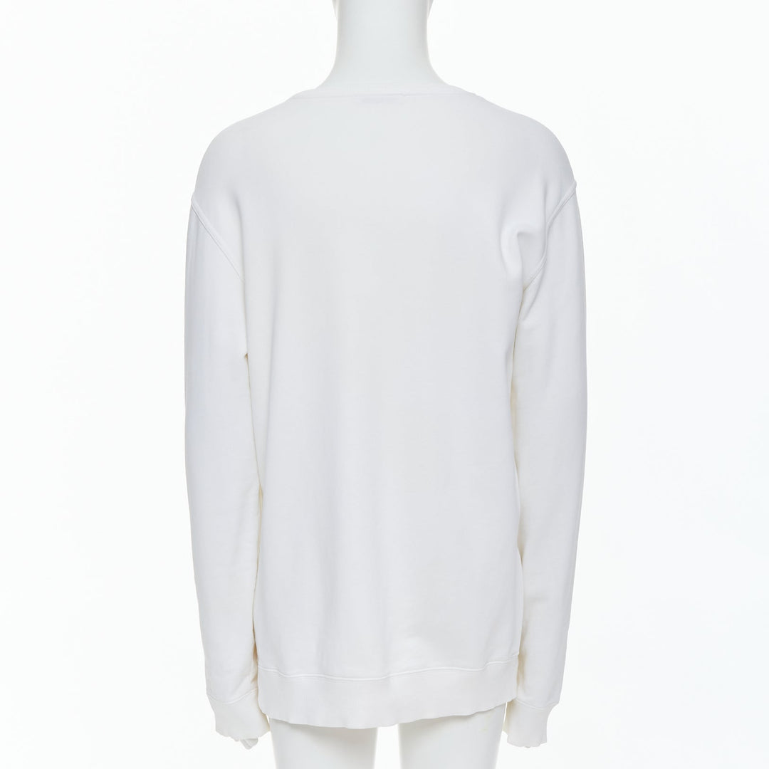 GIVENCHY cream cotton tufted gradient logo sleeve pullover L