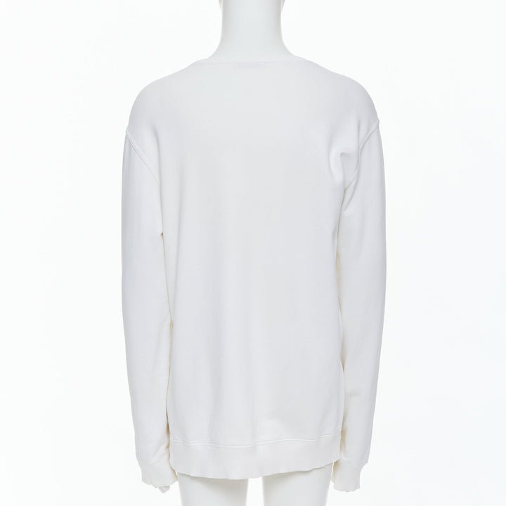 GIVENCHY cream cotton tufted gradient logo sleeve pullover L