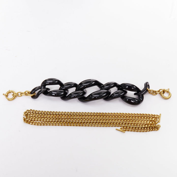 OSCAR DE LA RENTA Alibi Minaudiere black leather gold hardware box clutch