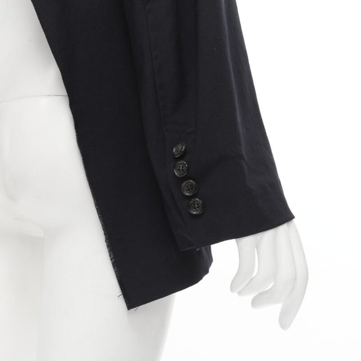 JUNYA WATANABE 1994 navy wool shoulder padded cut out back blazer M
