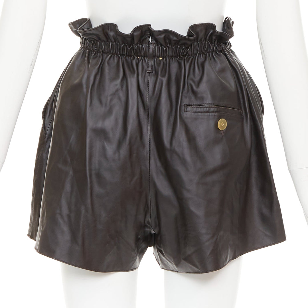 FORTE FORTE Parrrs chocolate brown leather paperbag waist shorts Sz.1 S