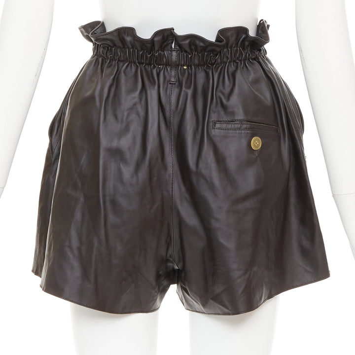 FORTE FORTE Parrrs chocolate brown leather paperbag waist shorts Sz.1 S