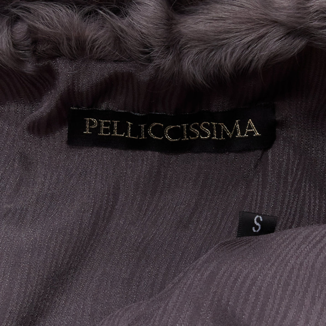 PELLICCISSIMA grey Astrakhan fur collar sleeveless winter vest jacket S