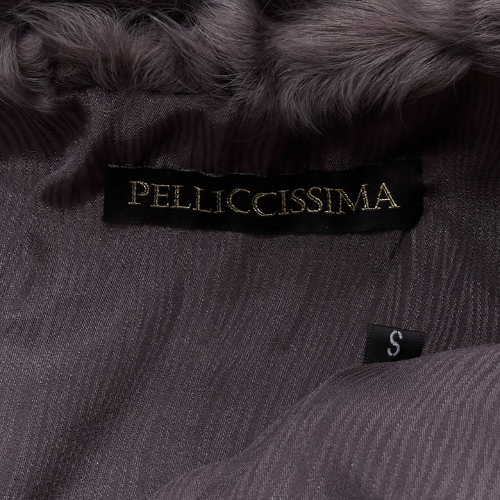PELLICCISSIMA grey Astrakhan fur collar sleeveless winter vest jacket S