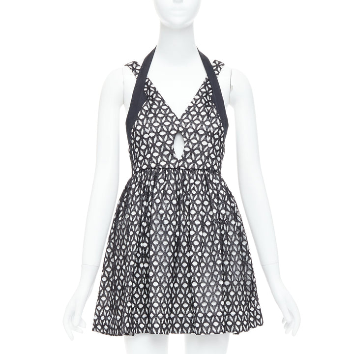 ALICE MCCALL Dust to Glory black eyelet overlay halter mini dress UK8 S