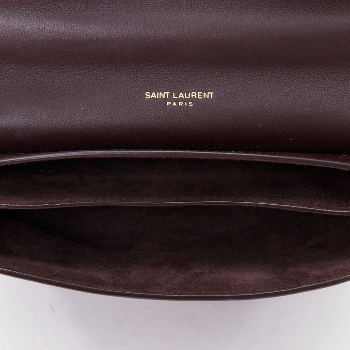 SAINT LAURENT Kaia brown heart embossed print YSL crossbody bag