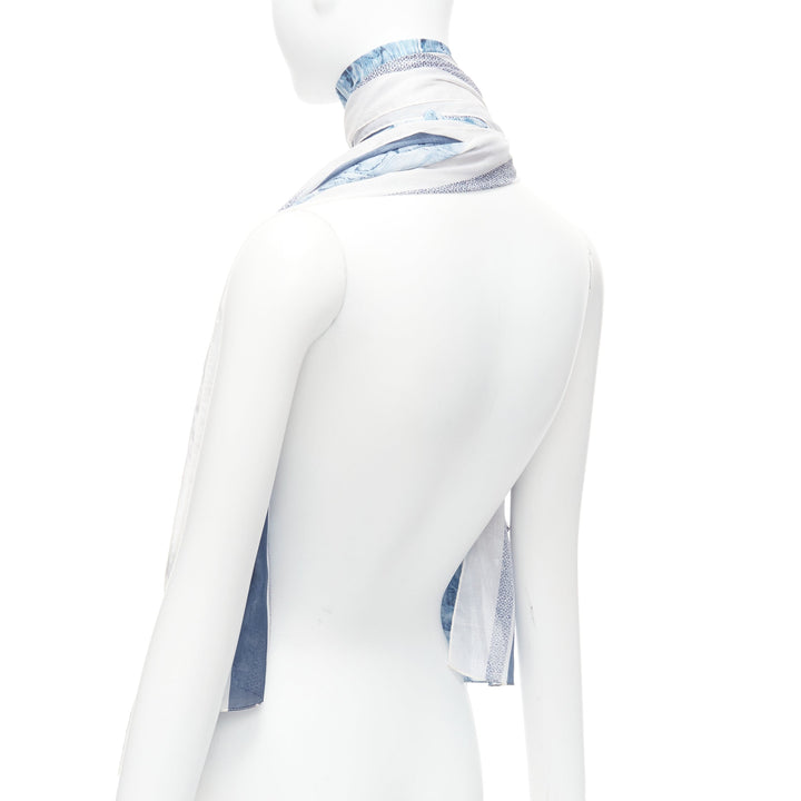 CHRISTIAN DIOR Riviera blue 100% cotton CD logo statues print square scarf