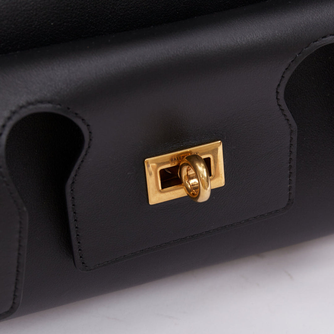 BALENCIAGA Demna Bel Air Small black leather gold hardware multi pocket bag