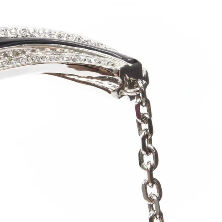 rare SAINT LAURENT Hedi Slimane crystal black twist YSL charm choker necklace