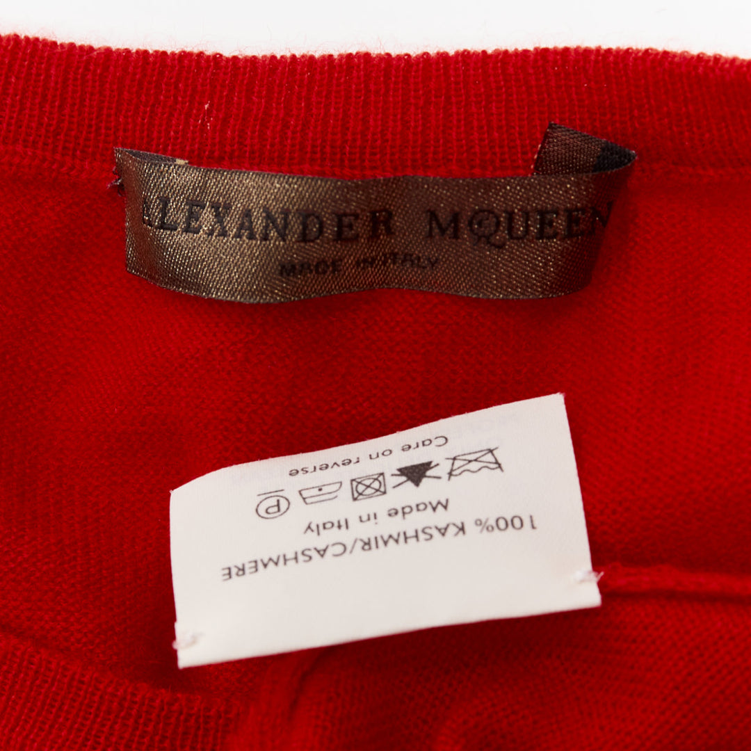 ALEXANDER MCQUEEN 100% cashmere red drop sleeve wide neck sweater top XS
