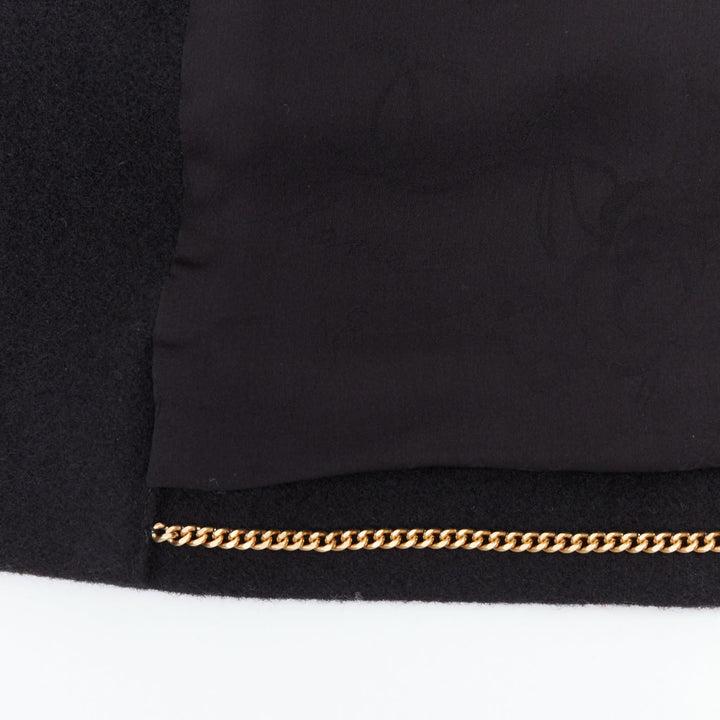 rare CHANEL 2015 Runway Edelweiss flower embroidery circle pocket wool coat FR42