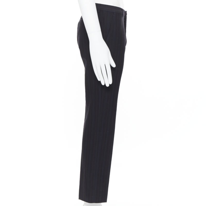 LANVIN ALBER ELBAZ mohair wool black satin side trimmed tuxedo trousers FR44