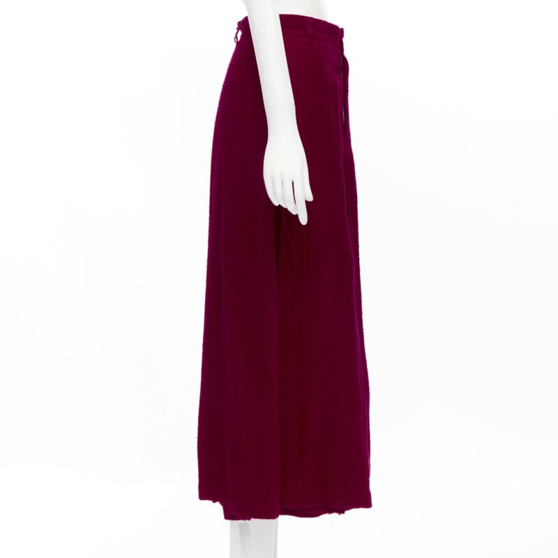 COMME DES GARCONS 1994 red boiled wool diagonal pleat draped midi skirt S