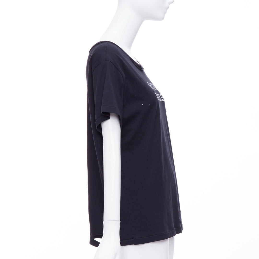 GARCONS INFIDELES black cotton white logo distressed tshirt M