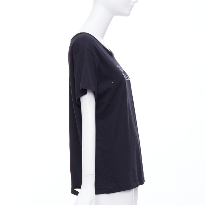 GARCONS INFIDELES black cotton white logo distressed tshirt M