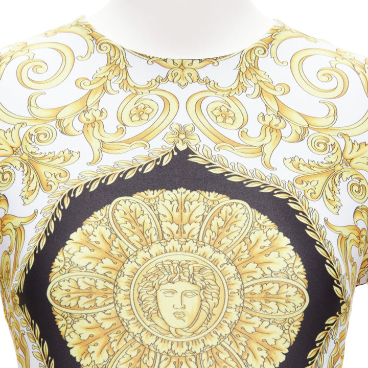 VERSACE 2018 Tribute gold Medusa Barocco long sleeve bodysuit top IT38 XS
