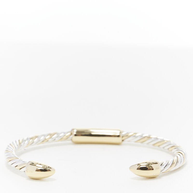 vintage BVLGARI JEWELLERY 18k yellow white gold twist bangle cuff bracelet