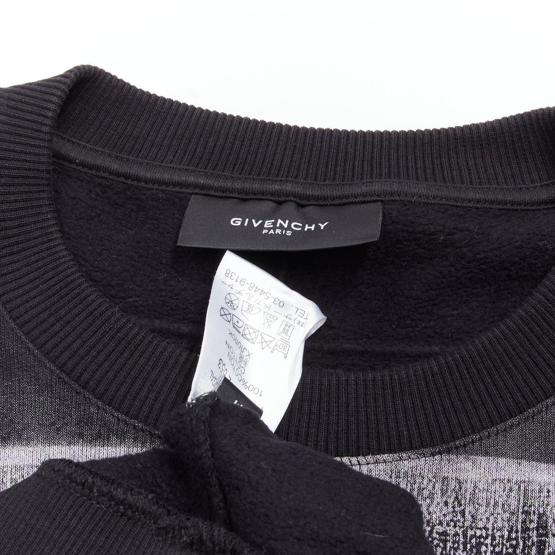 GIVENCHY Riccardo Tisci grey Americana flag distressed cotton crew sweater M