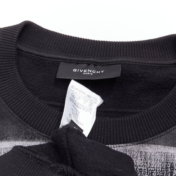 GIVENCHY Riccardo Tisci grey Americana flag distressed cotton crew sweater M