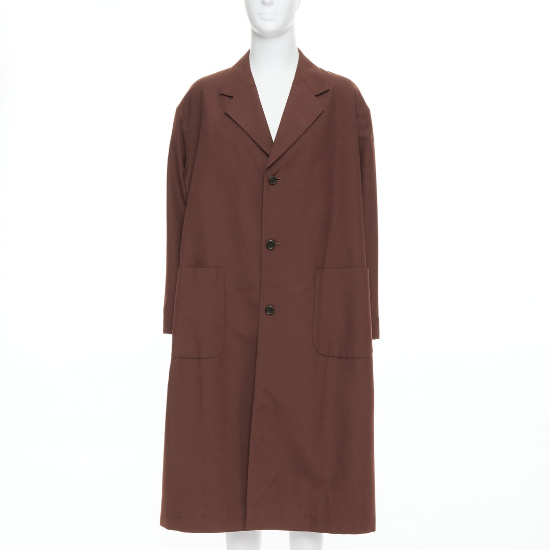 YOHJI YAMAMOTO Y's brown wool mohair single breast long boxy coat JP3 L